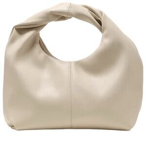 Verdusa Women's Ruched Hobo Mini Handbag Clutch Purse Dumpling Pouch Bag Cream